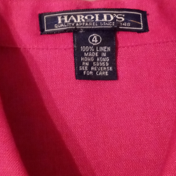 Like New Vintage Y2K Harold's Sleeveless Linen Top, Vibrant Red, Size 4 - Picture 6 of 8